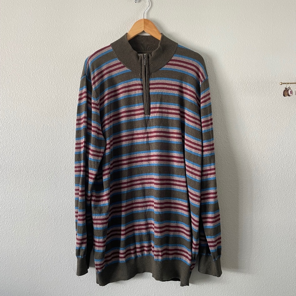 BIG & TALL L. L. Beal XXL Striped Quarter Zip Sweater